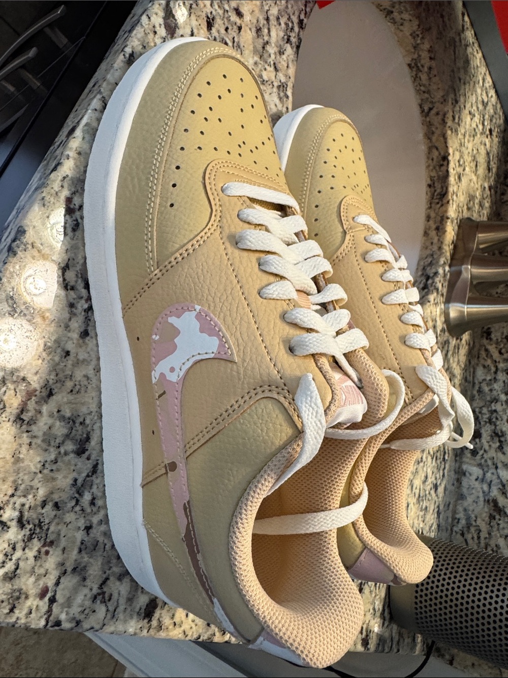 Women’s Nike Tan and Pink Low-Top Sneakers